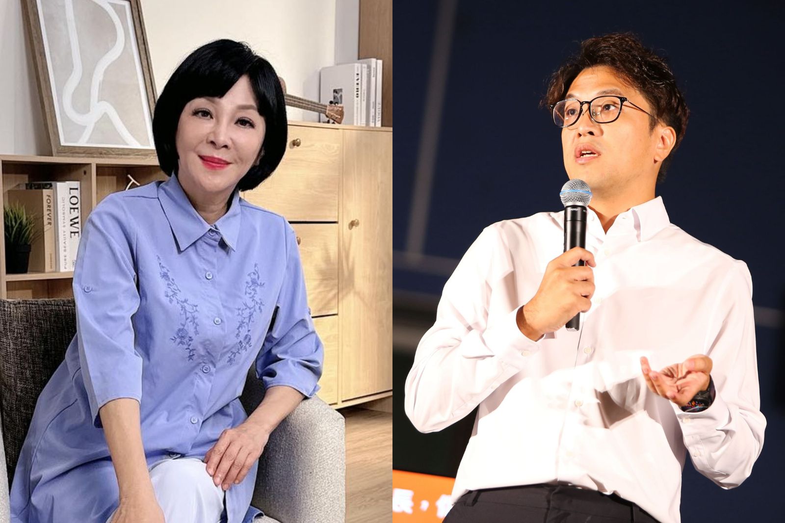 消息傳出,理財女王吳淡如(左)將專訪民進黨台北市長參選人沈伯洋。圖/翻攝自吳淡如臉書、攝影姜永年