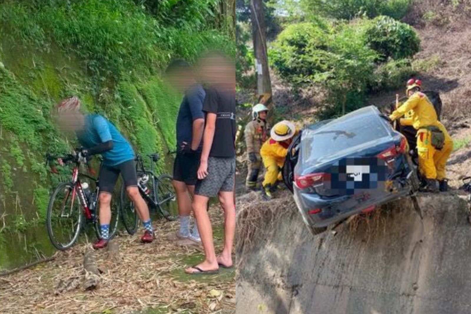 蘇男先撞上一名單車騎士，後撞上機車騎士發生死亡車禍。圖／翻攝自記者爆料網
