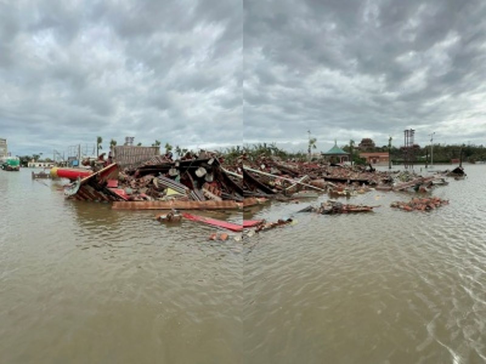 南鯤鯓代天府牌樓倒塌。圖／翻攝自Threads@sian_sisn