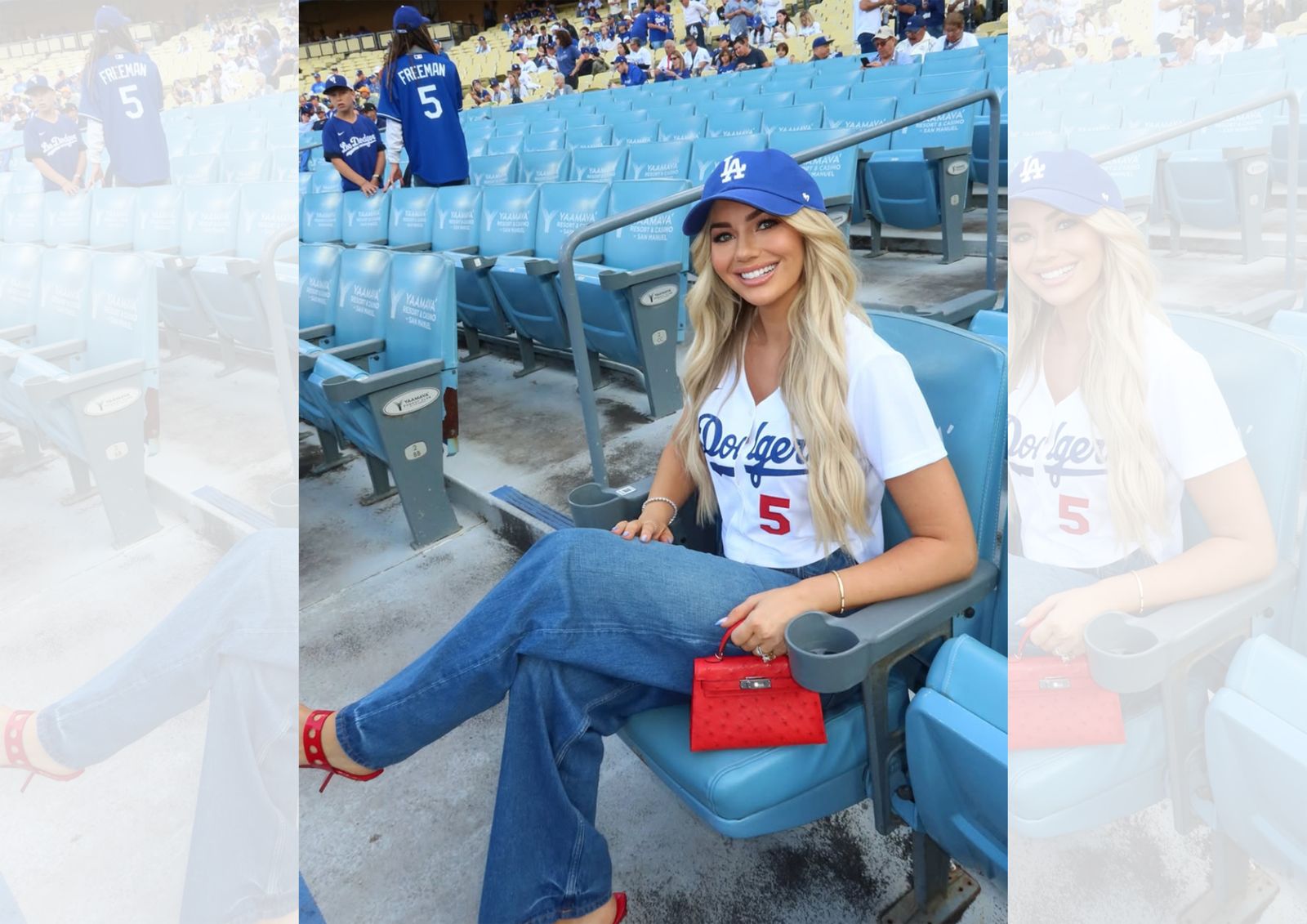 太辣了!「自由人」Freeman名模妻曬「幸運帽」造型 露腰應援道奇掀熱議