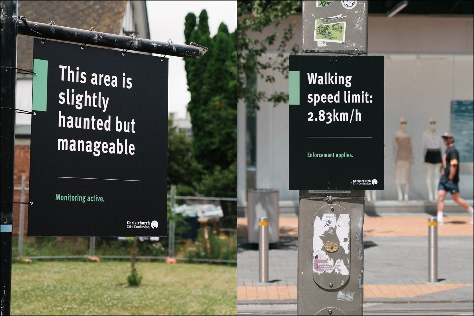 「這裡有點鬧鬼，但仍可控制！」街頭出現超現實路標…市政府幽默揭真相