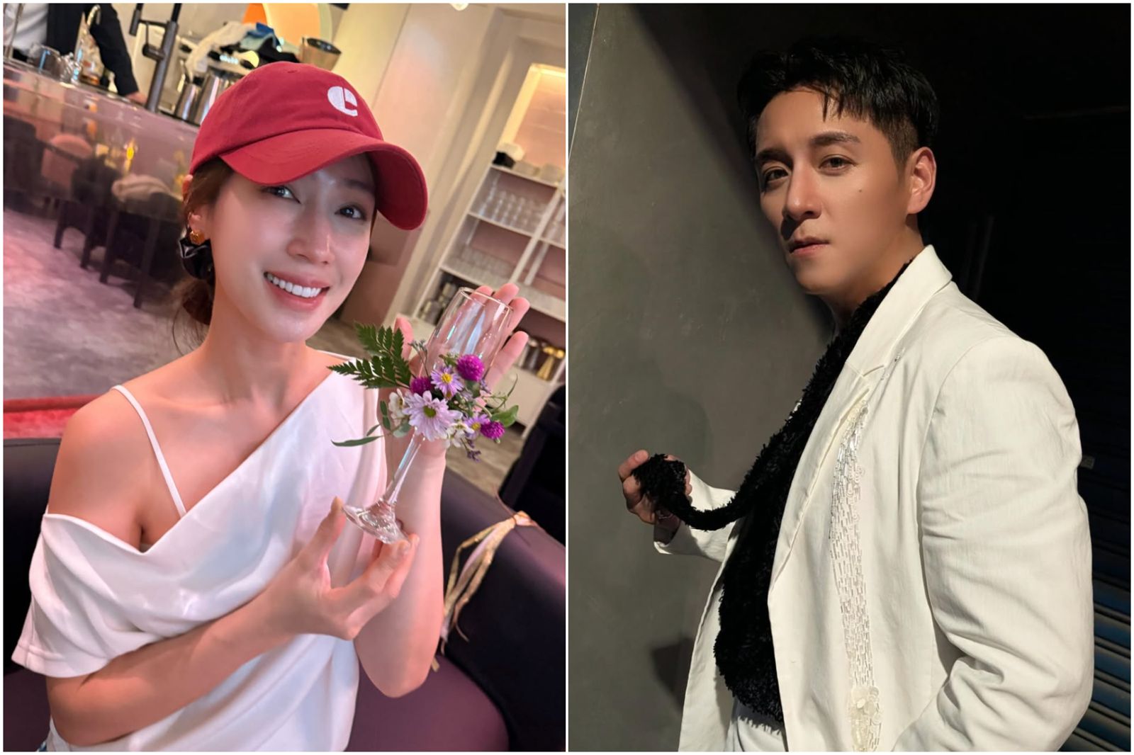 小薰（左）看牙費用也牽拖到男友鄭人碩。翻攝IG @shuo1229、@estherxun