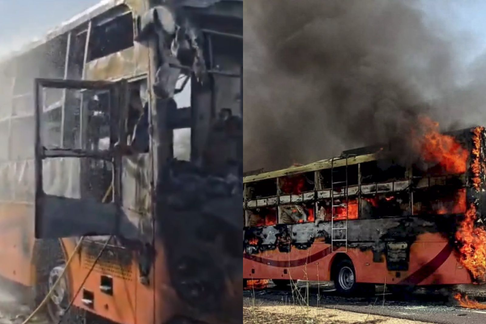 客運才發車5分鐘...疑「電路起火」20名乘客被燒死　現場畫面曝
