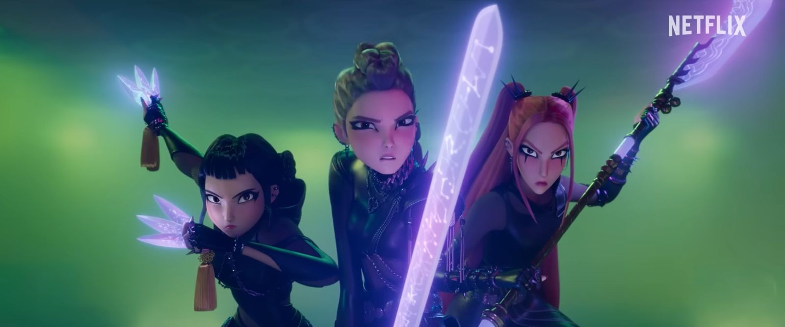 Huntr/x除了是女團，私下還是獵魔者。圖／翻攝自YouTube／Sony Pictures Animation