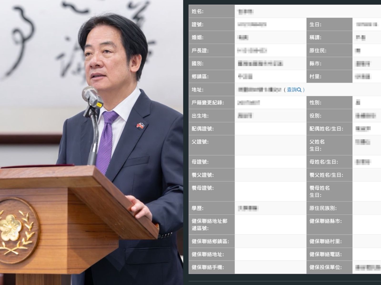 7歲以上台人個資全遭洩！台中徵信社賣9300萬筆資料　賴清德住址、身分證也曝光