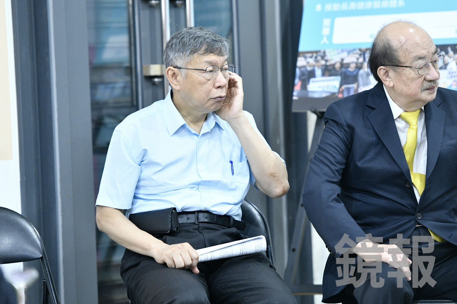 柯文哲和柯建銘今天上午共同受邀出席新書發表會，兩人在活動中並沒有過多互動。（圖／李智為攝）