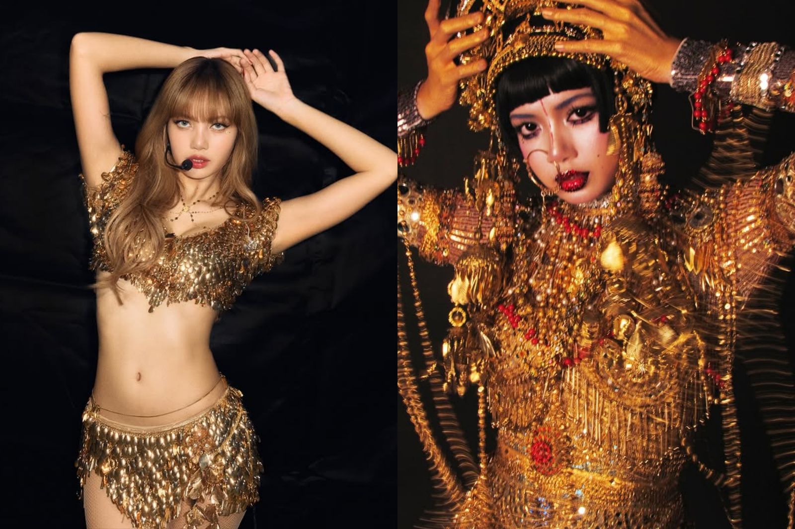 先前Lisa在演唱會穿上金色戰袍,萬聖節也穿上金色緊身衣扮成《愛x死x機器人》吉巴羅。翻攝IG@lalalalisa_m