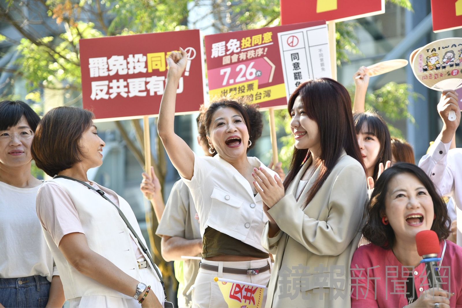 民進黨多位議員今天合體北市5罷團大會師。(圖/李智為攝)