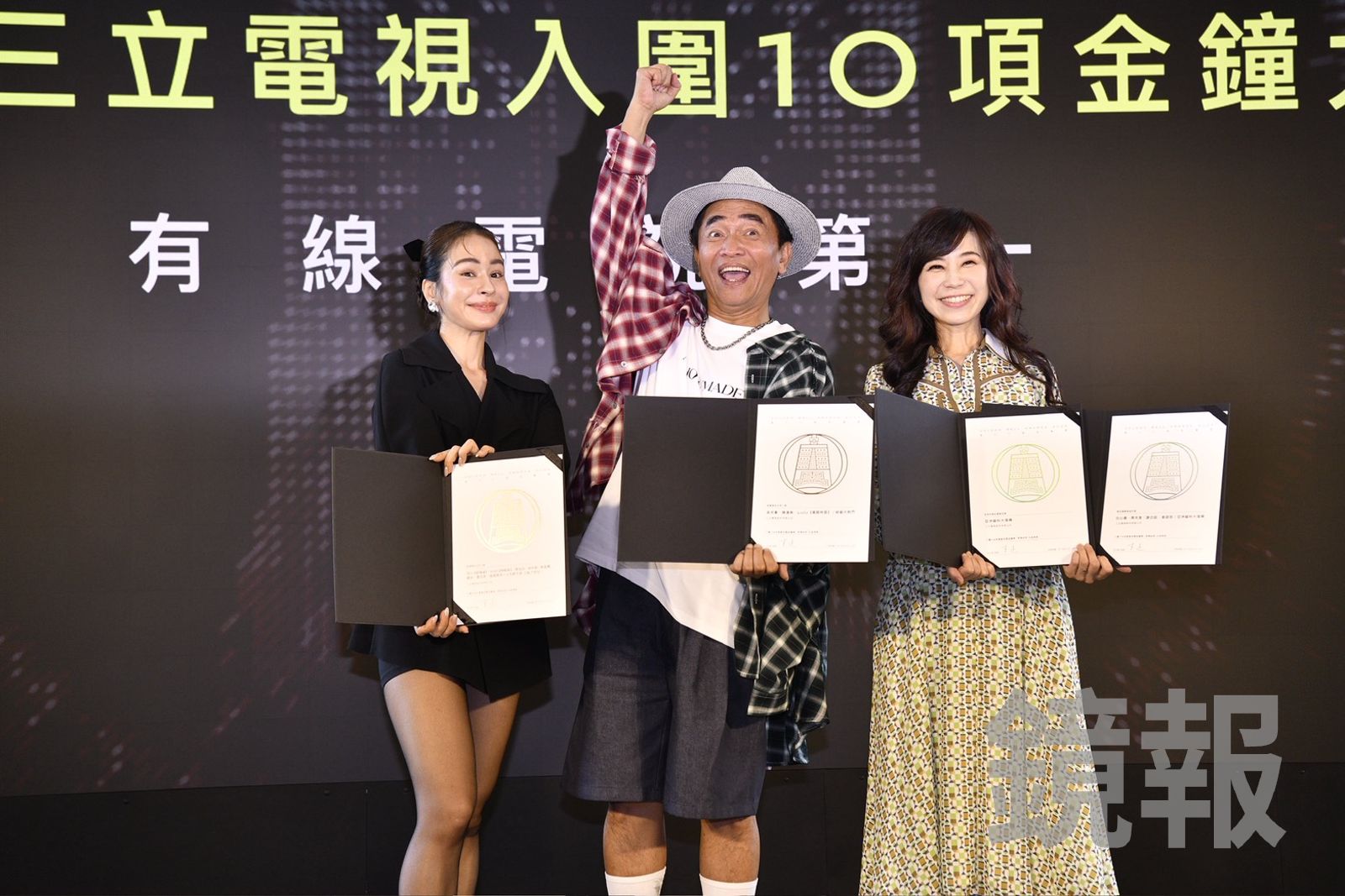雷艾美(左起)、吳宗憲、白心儀出席三立金鐘入圍分享會。李智為拍攝