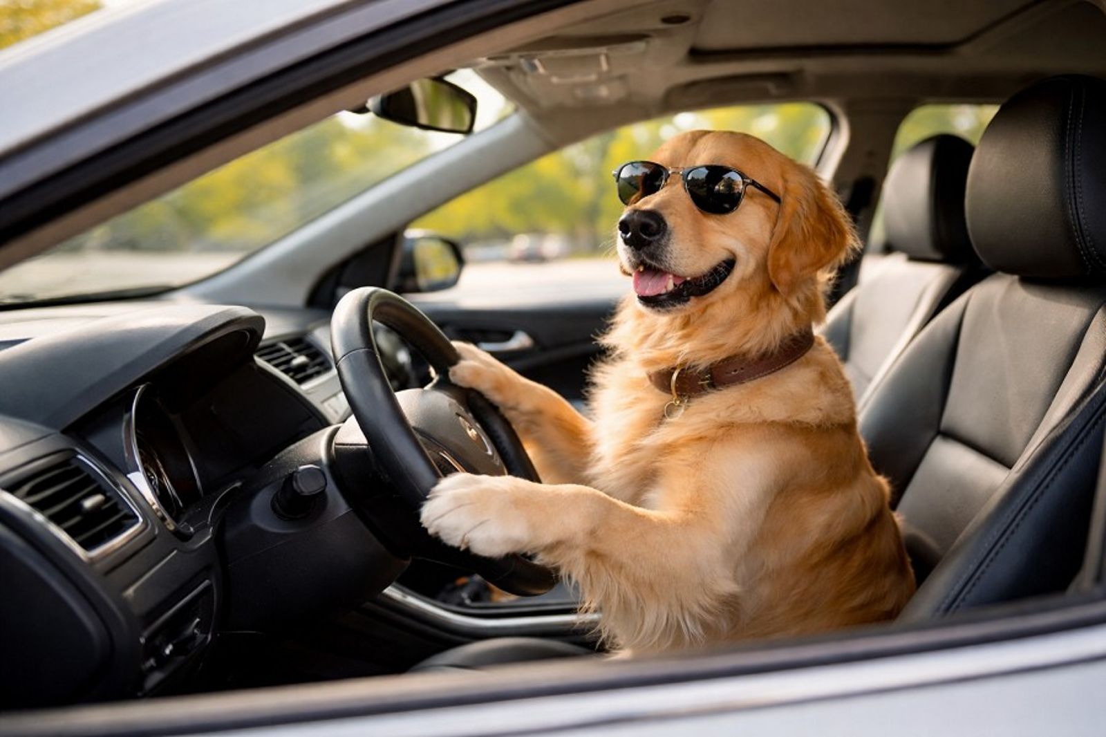 你沒看錯！狗狗「開車」還路怒症　狂按喇叭