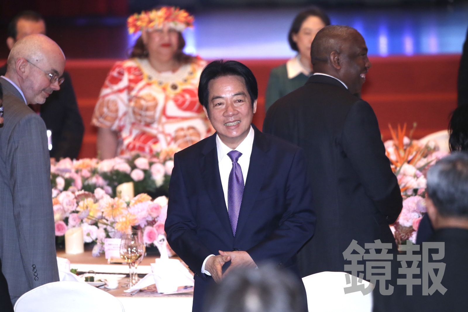 總統賴清德今天晚間出席外交部晚宴。（圖／董孟航攝）