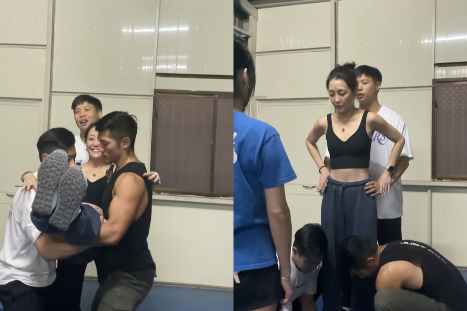 謝欣穎分享私下練習啦啦隊的影片,馬甲線清晰可見。翻攝謝欣穎IG