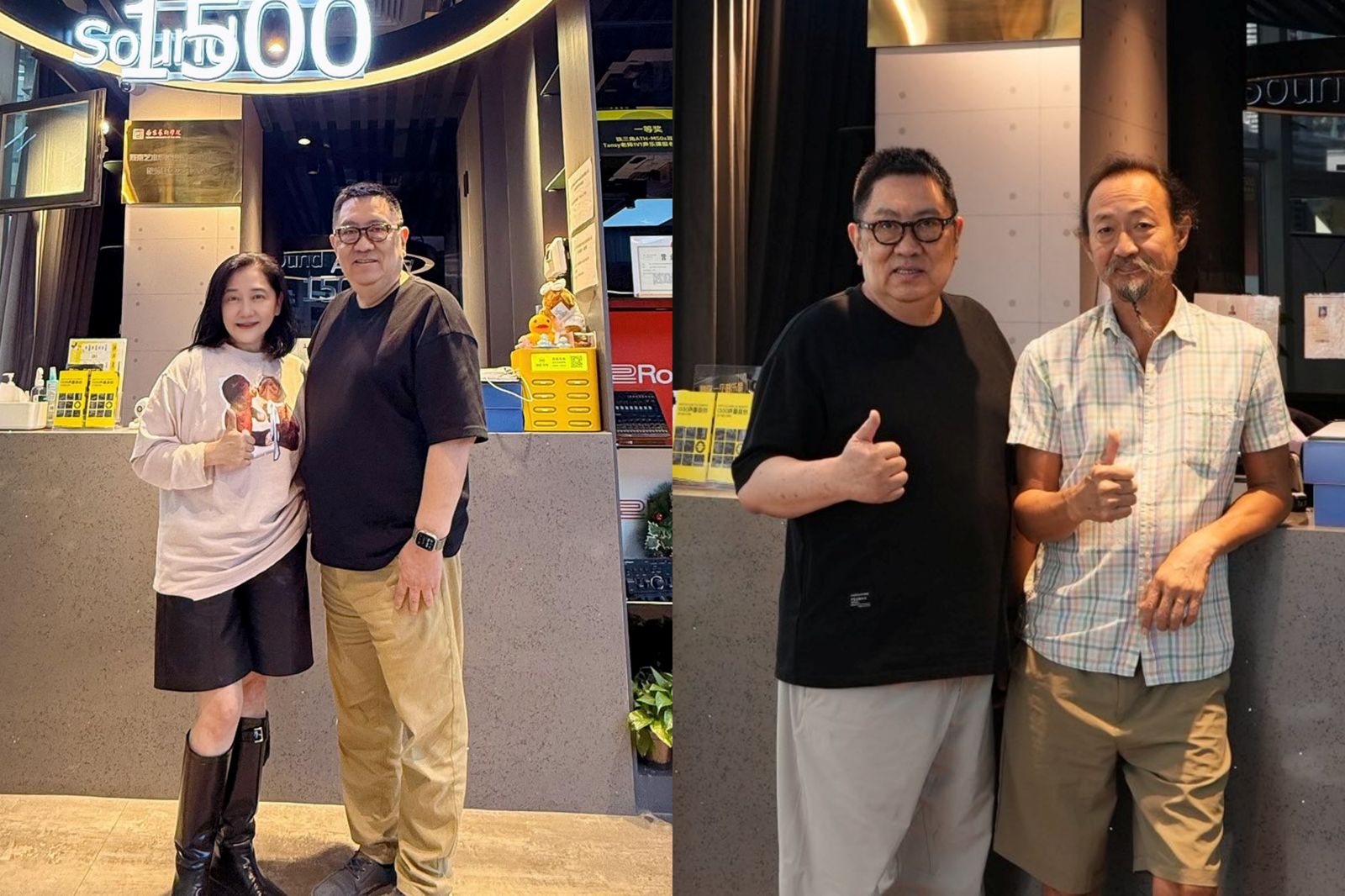 陳美威在北京從事音樂教育多年,與小學同學傅娟(左)、音樂製作人鐘興民(右)多有來往。翻攝陳美威臉書
