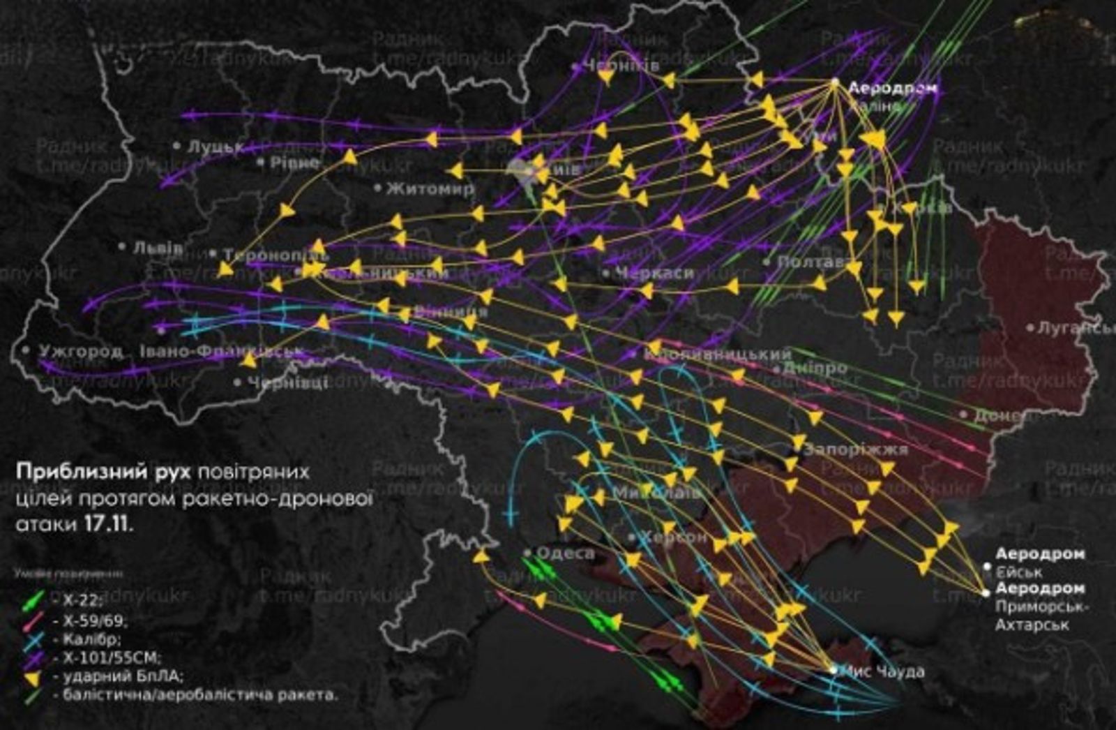 俄軍一場典型「以無人機飽和」敵方防空系統接戰能量的防空壓制作戰。圖片翻攝自網路