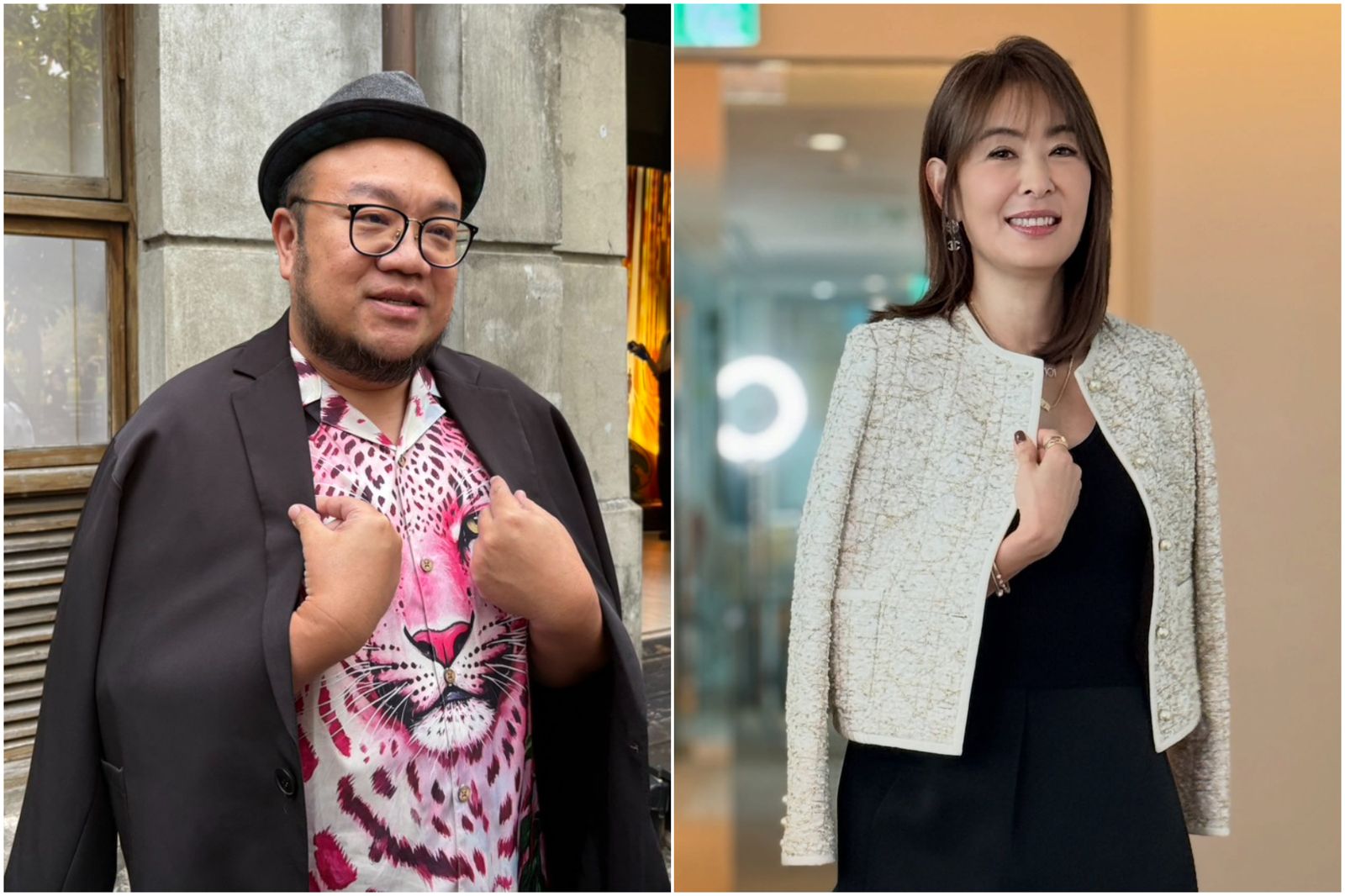 葉天倫(左)致敬賈永婕穿搭。攝影杜沛學、翻攝賈永婕的跑跳人生臉書
