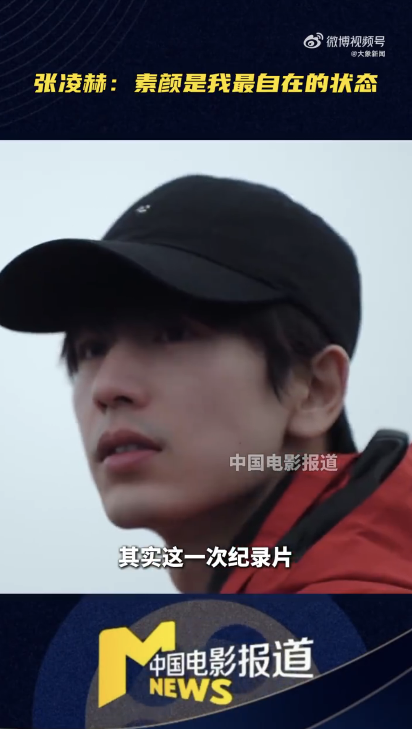 張凌赫在紀錄片中素顏。翻攝大象新聞微博