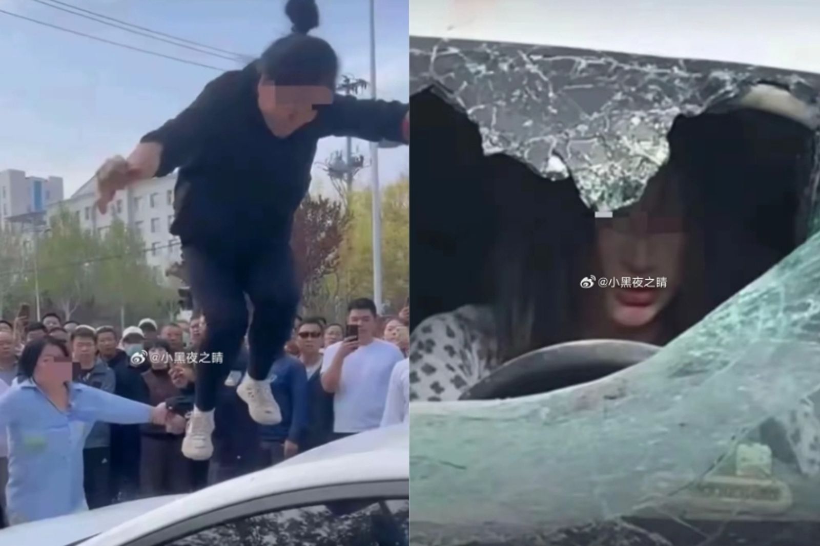 當街抓小三！女子跳上車踩破擋風玻璃　衝突畫面曝光