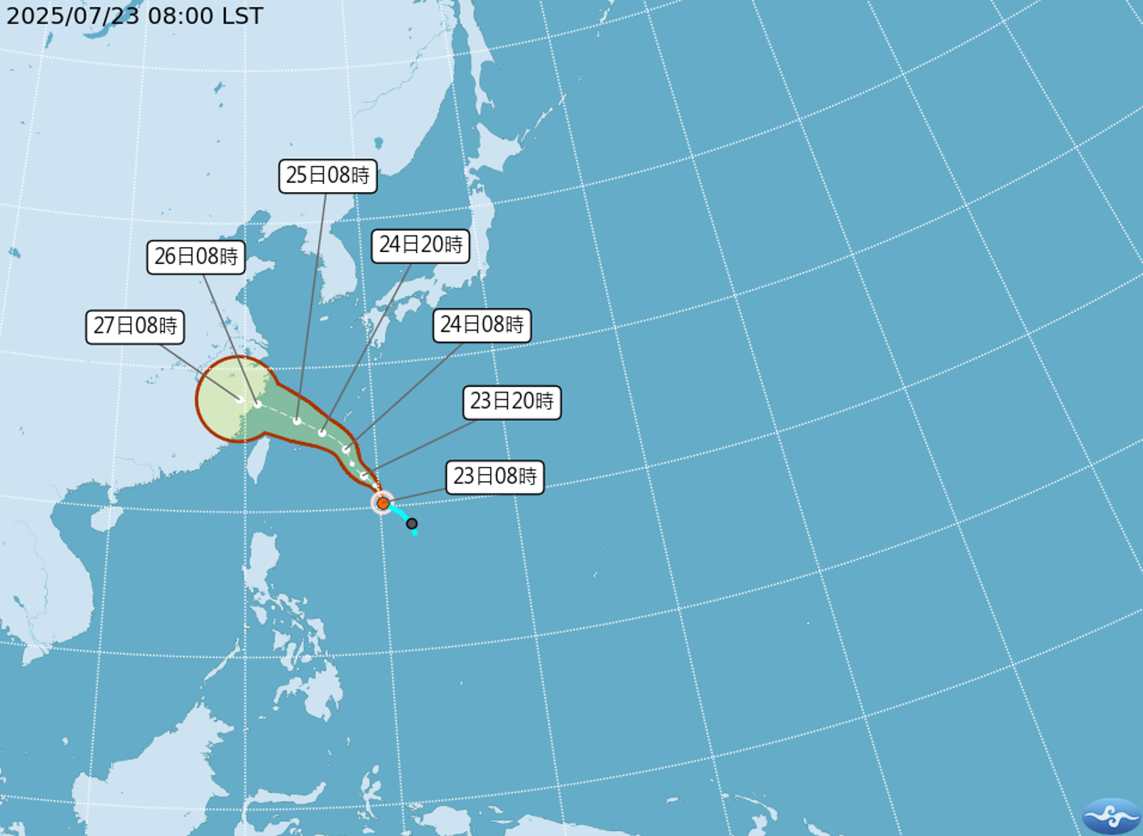 輕颱范斯高預測路徑曝光。圖/翻攝自中央氣象署