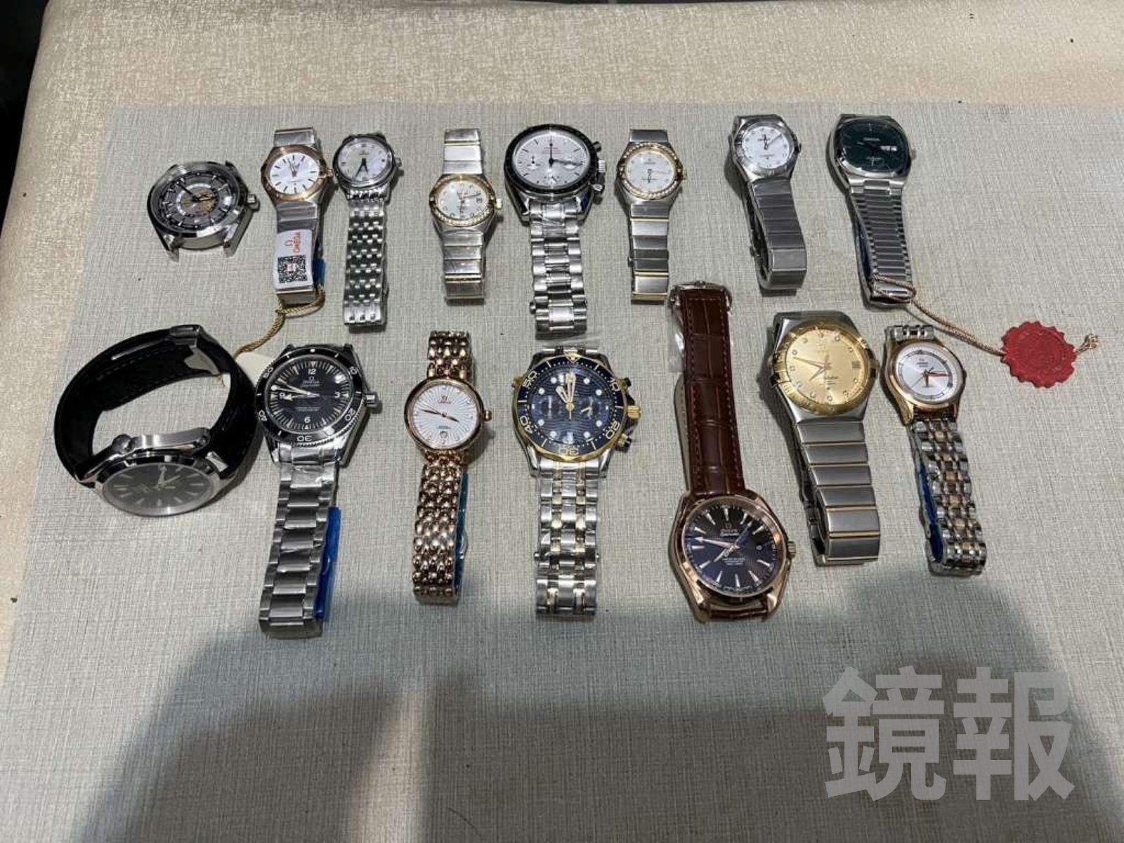 警方查扣逾百支仿冒名錶,侵權市值高達9000餘萬元。民眾提供