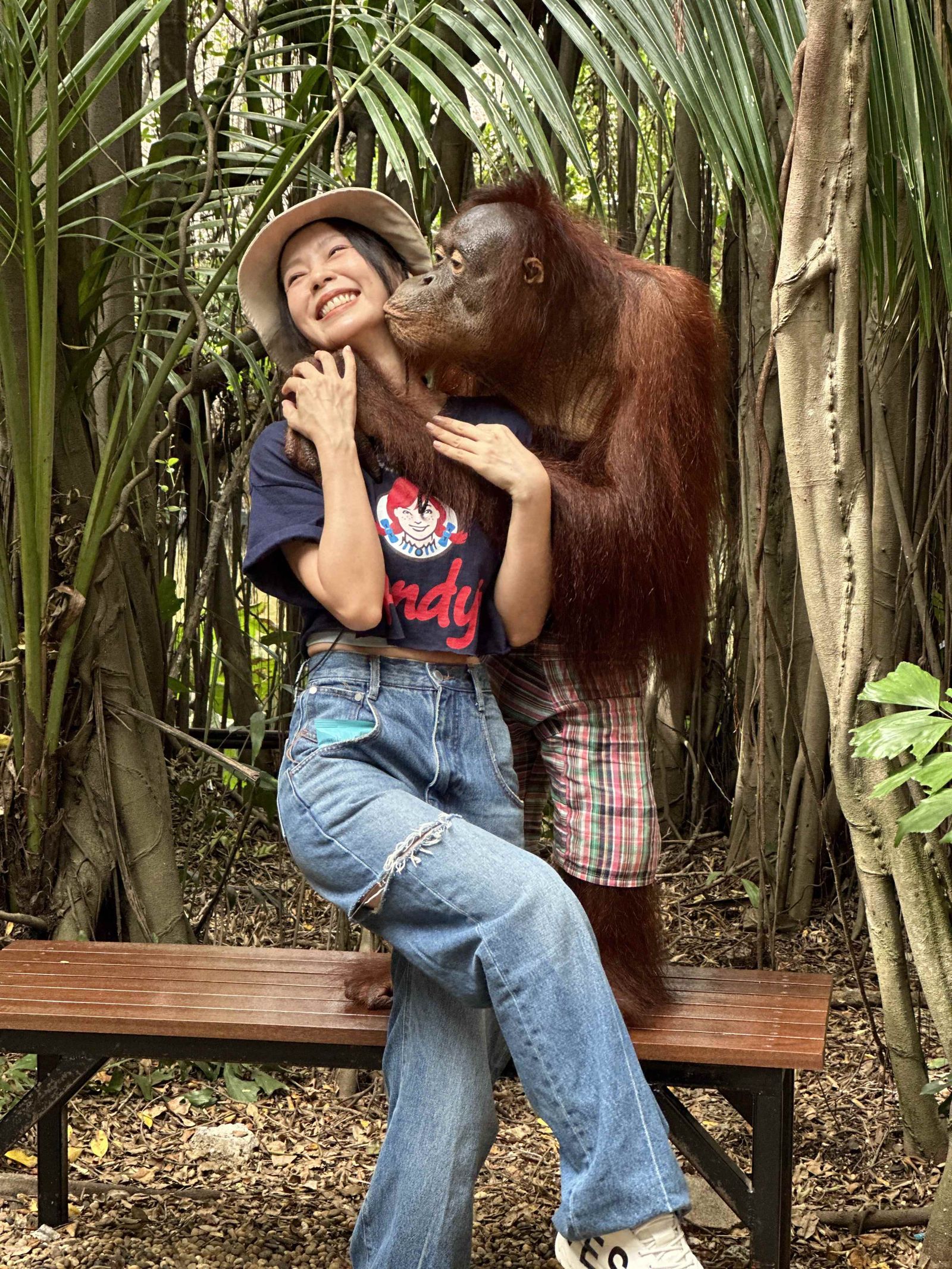 孫淑媚被猴子索吻。公視台語台提供