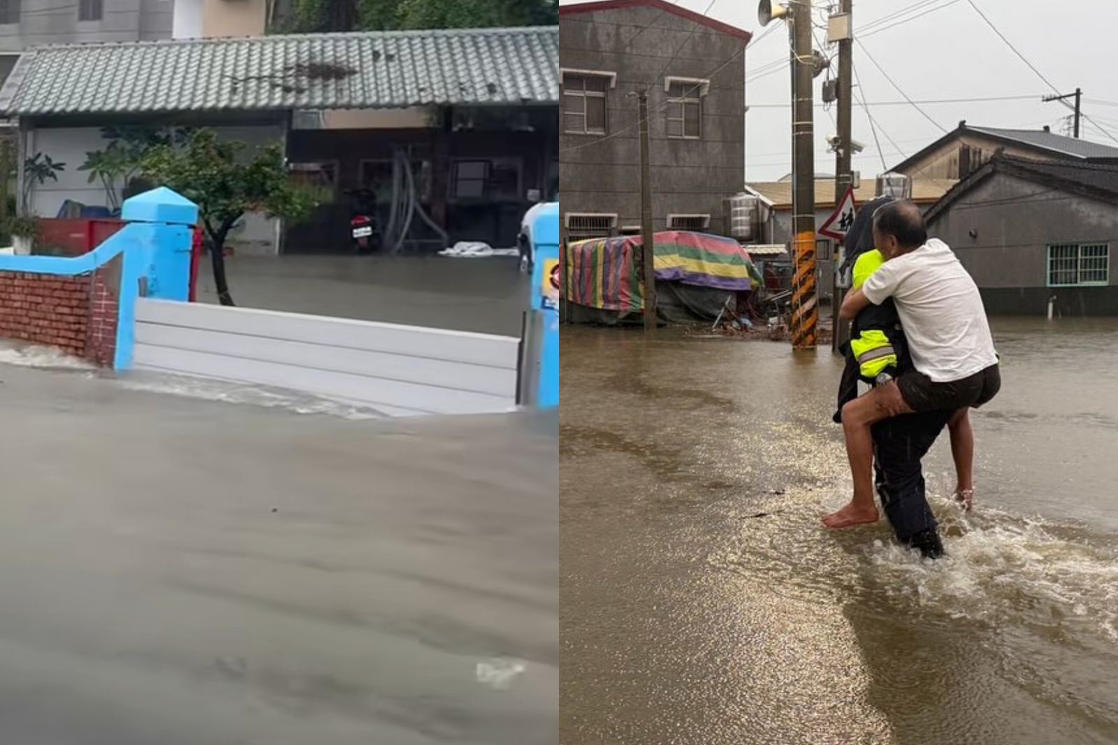 豪雨炸台南水淹及腰、員警家戶揹長輩撤離 黃偉哲臨時宣布停班課再遭轟:睡到10點
