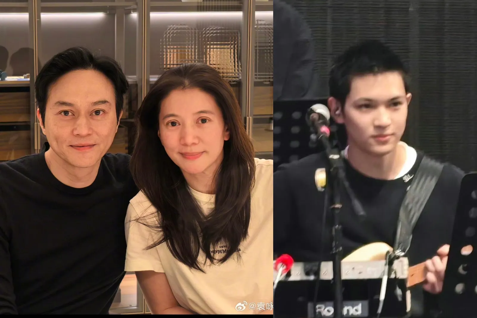 張智霖(左起)與袁詠儀的19歲兒子樣貌激帥。圖/左翻攝袁詠儀靚靚微博、右翻攝一口大屁桃桃微博
