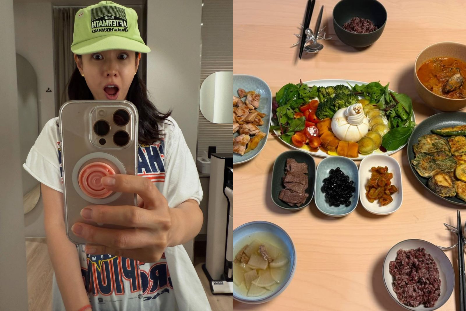 孫藝真不只會演戲,廚藝更是高超,她昨天分享了她精心擺盤的家常菜照片,再次展現好手藝。圖/翻攝自IG@yejinhand、翻攝自IG@yejinfoot_official