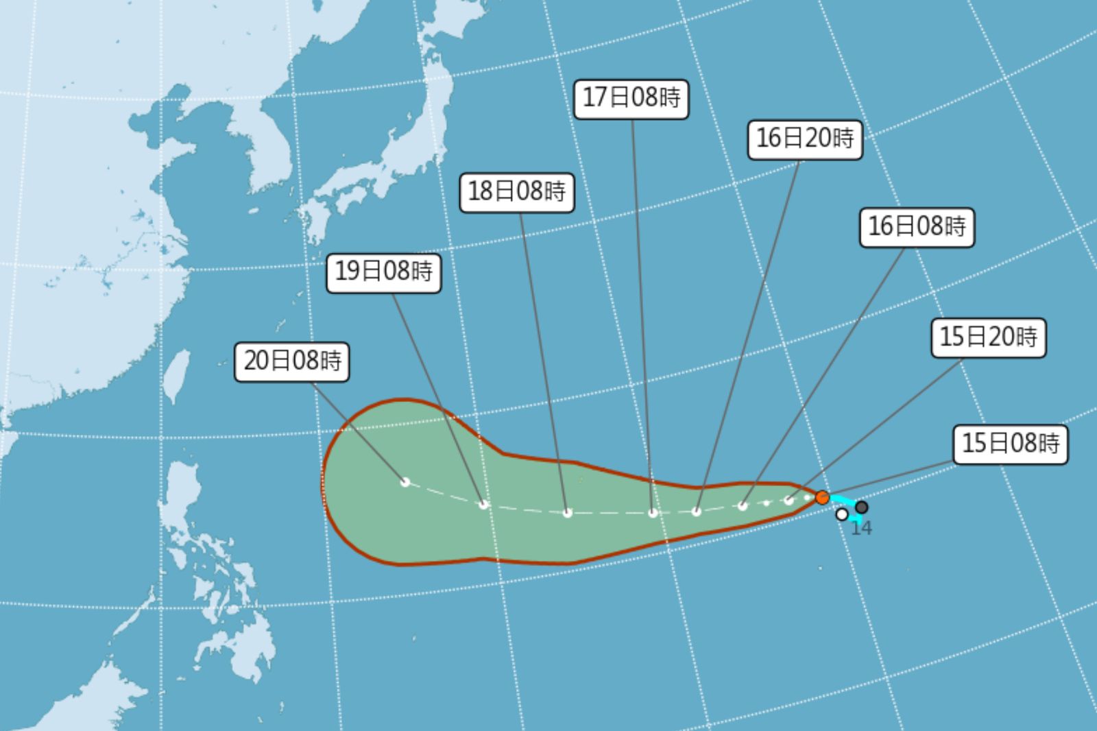 TD33最快將於今日發展成颱風。圖/翻攝自中央氣象署
