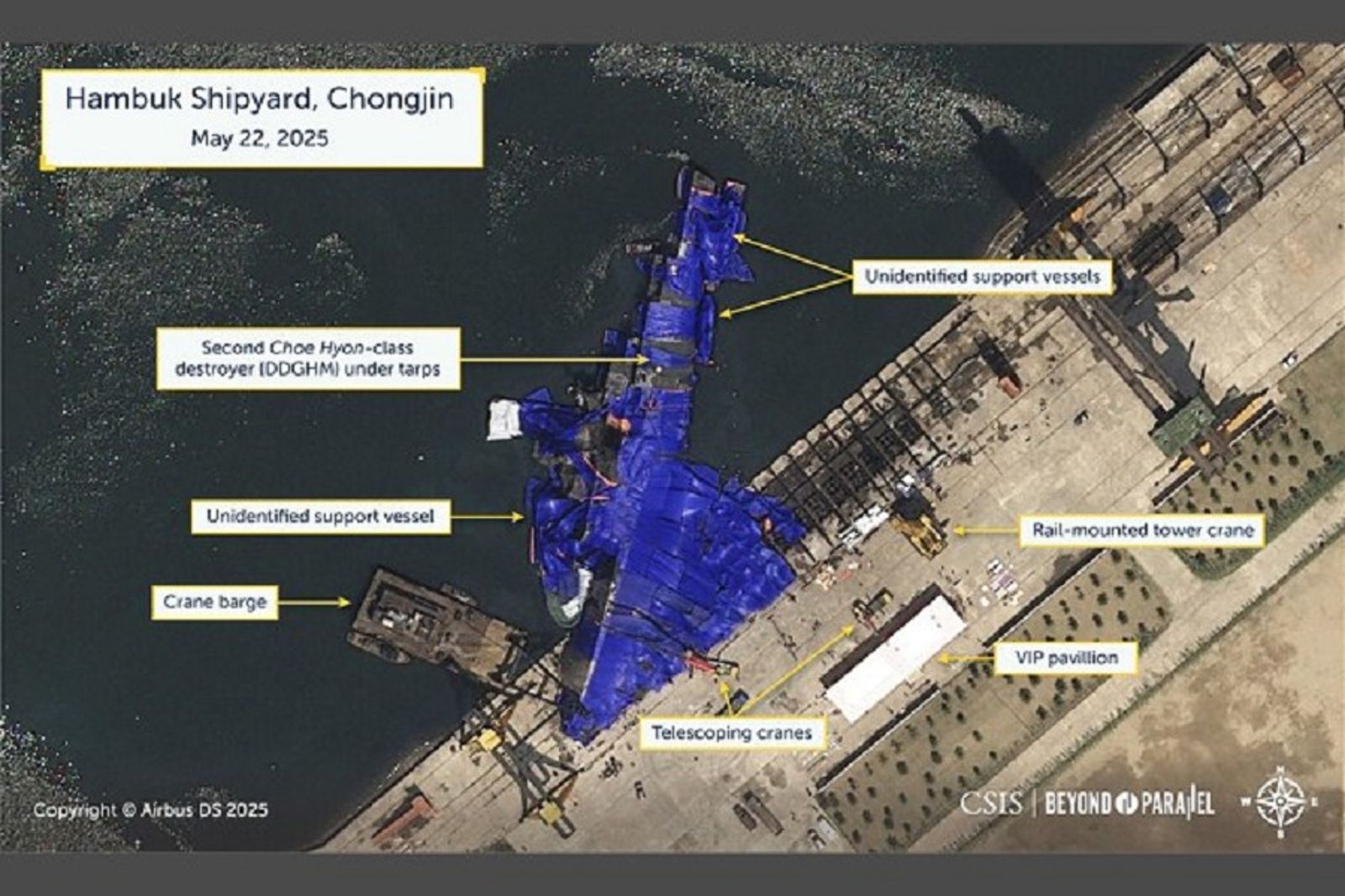 金正恩不忍直視！北韓新軍艦下水慘變「分屍」　衛星影像曝光