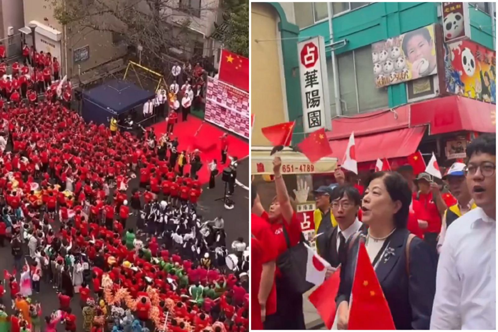 這裡是日本橫濱!滿滿五星旗高喊「中共萬歲」 網諷:祖國這麼好幹嘛不回去