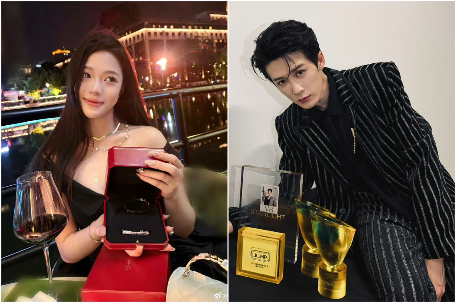 檀健次（右）被爆曾與劉一諾交往。翻攝微博