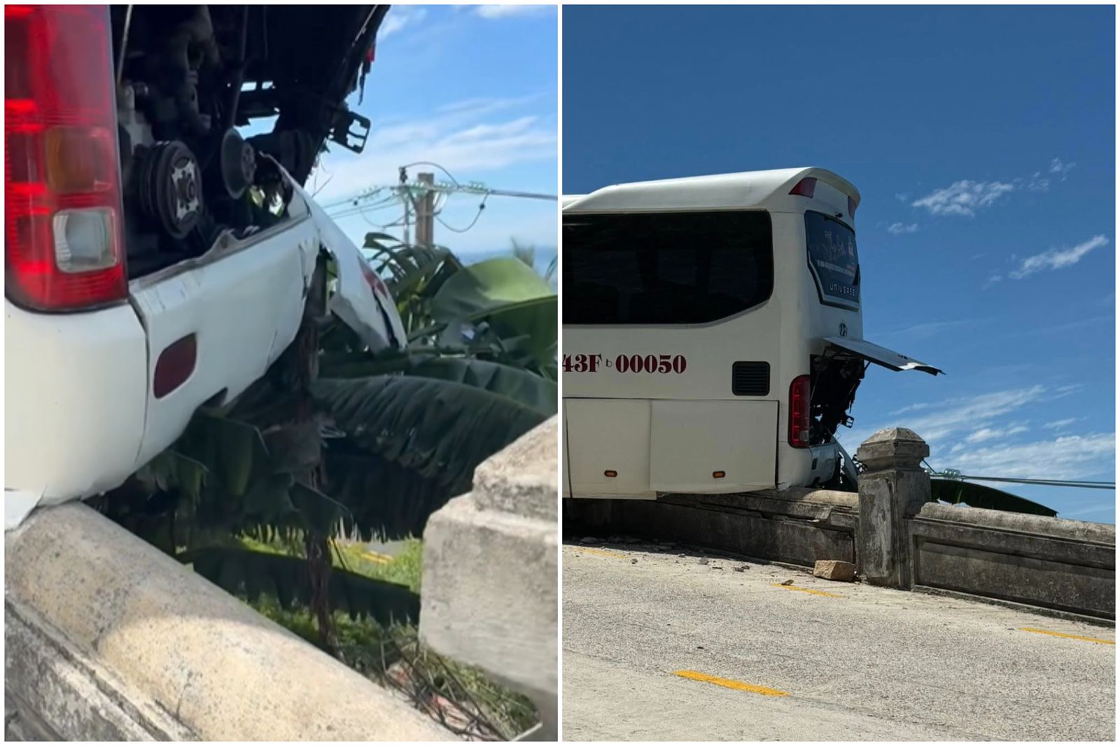遊覽車車輪騰空。圖／爆料公社
