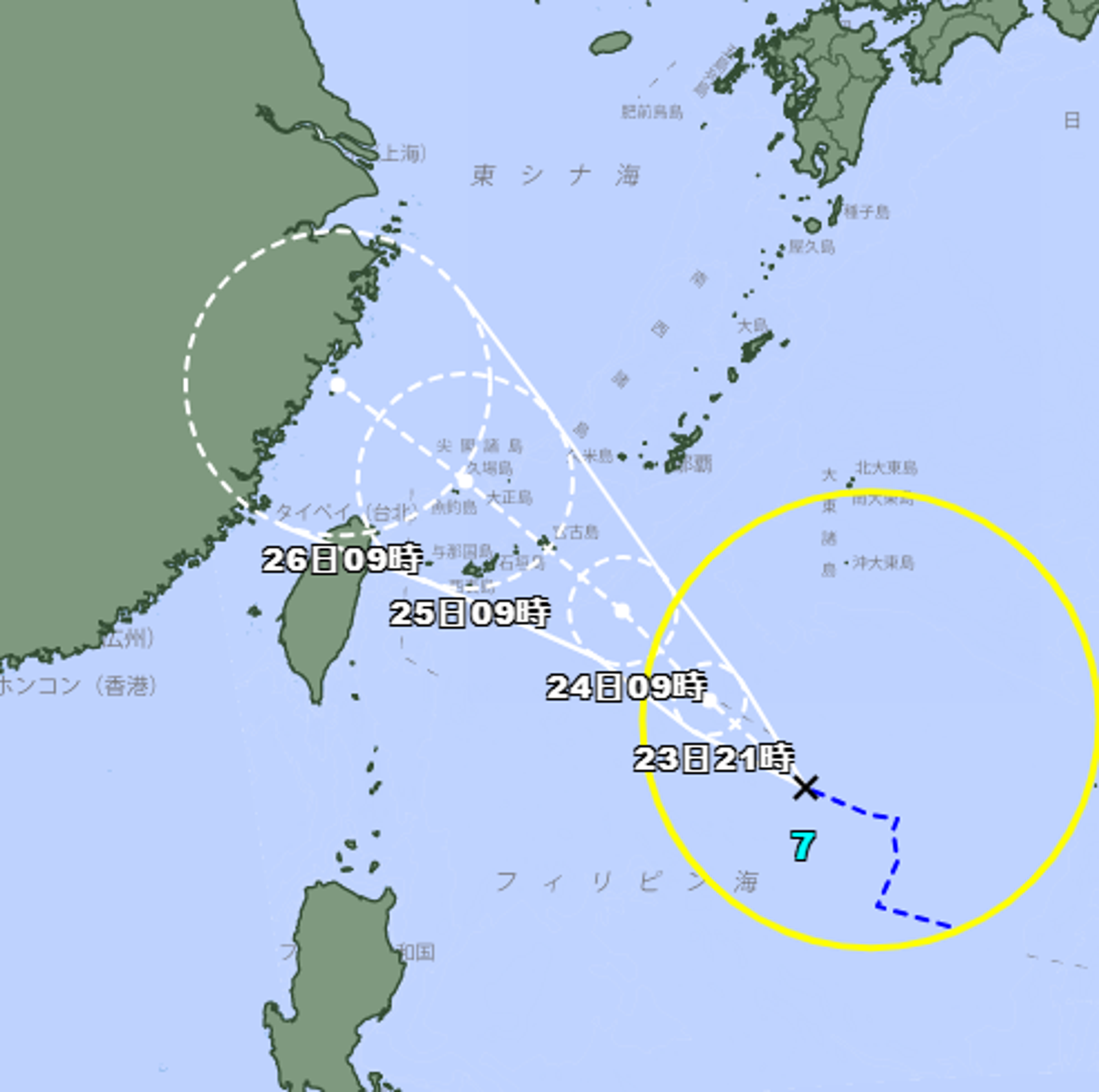 范斯高影響台灣北部的機會較大。圖／日本氣象廳