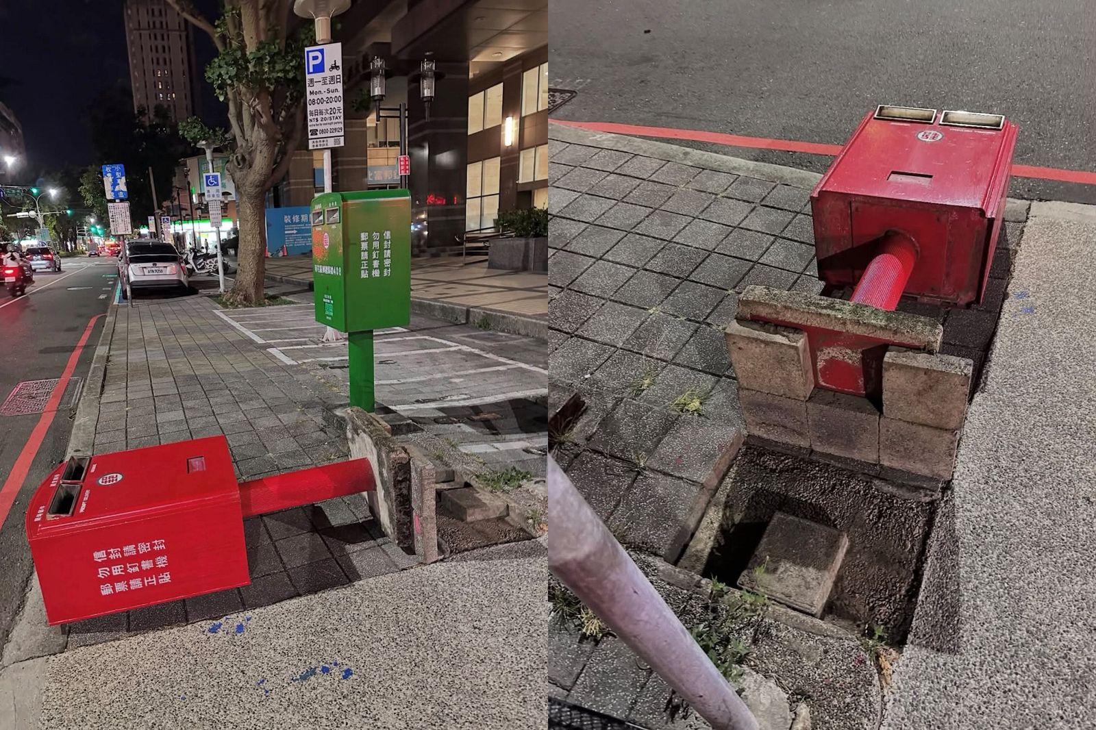 強風吹出奇景！台中「躺平郵筒」致敬「歪腰郵筒」？網驚揭台北、台中抗風差異　