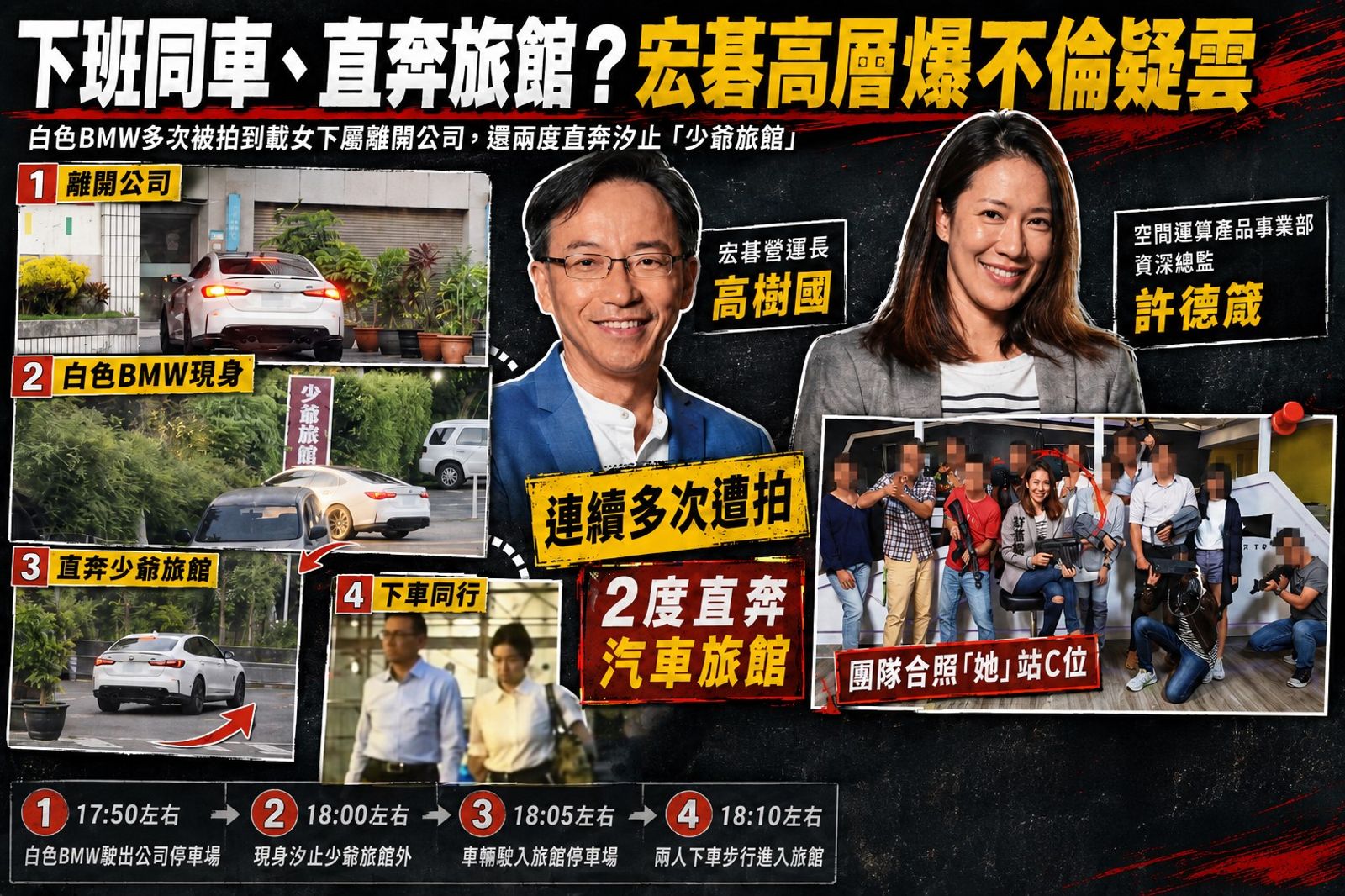 宏碁高層桃色風暴!營運長載女下屬直奔摩鐵 狗仔5度拍到、2次開房3小時