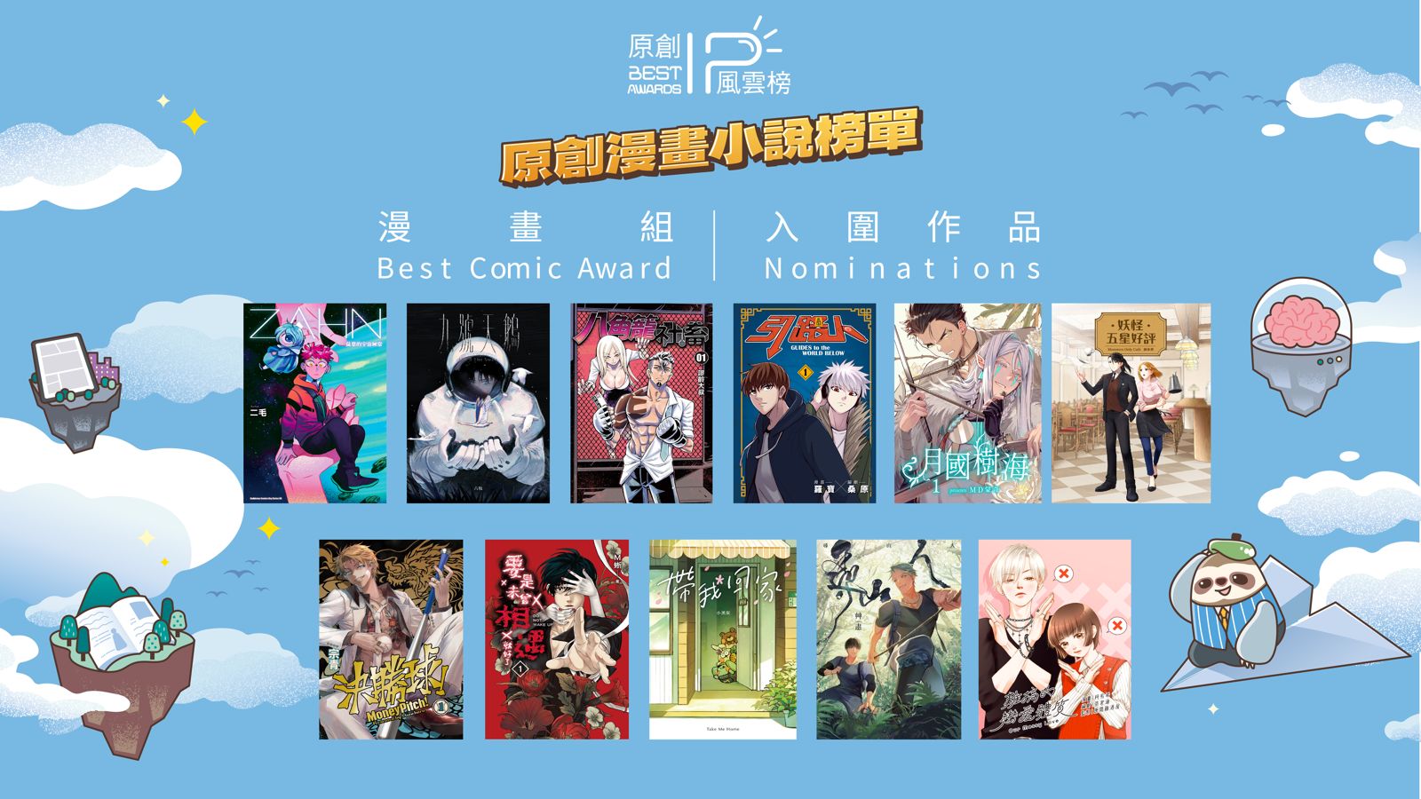第四屆「原創IP風雲榜」漫畫組入圍名單。圖／中華漫協提供