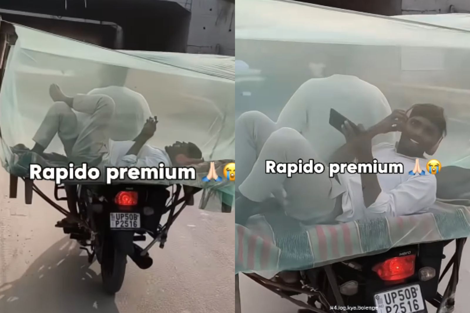 男乘客橫躺在機車後方，翹腳滑手機。圖／翻攝自IG