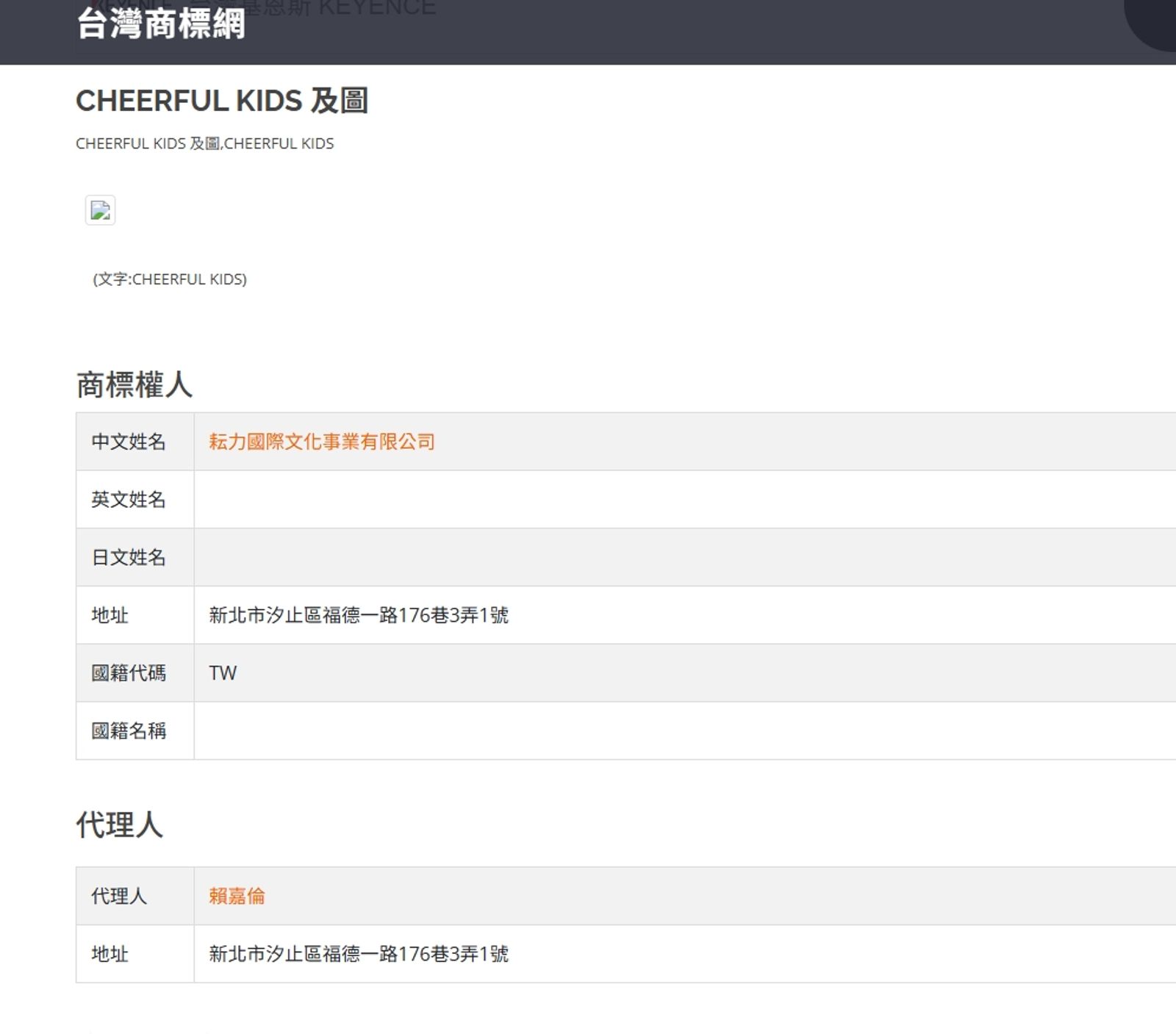 耘力國際公司委託代理人代為聲請CHEERFUL KIDS商標,代理人正巧就是黃國昌辦公室前主任。翻攝畫面