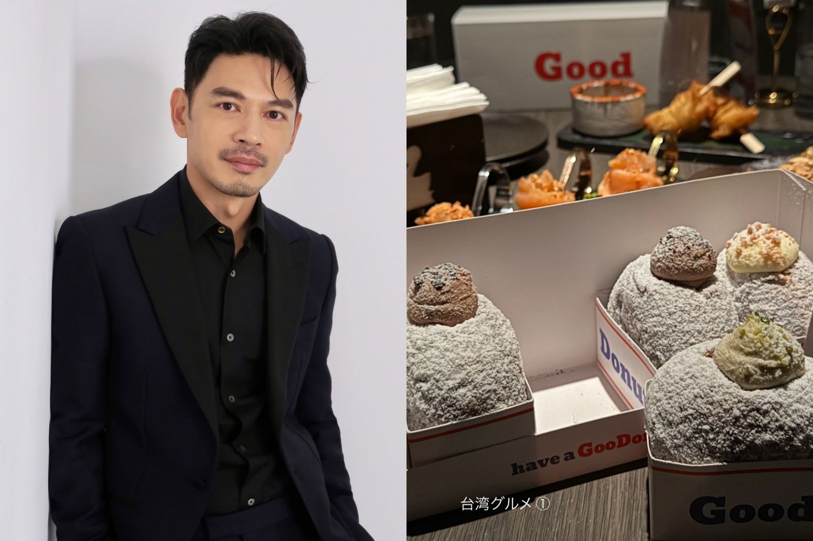 阿Ken帶山下智久品嘗他投資的甜甜圈。翻攝IG@tomo.y9、kenlin125