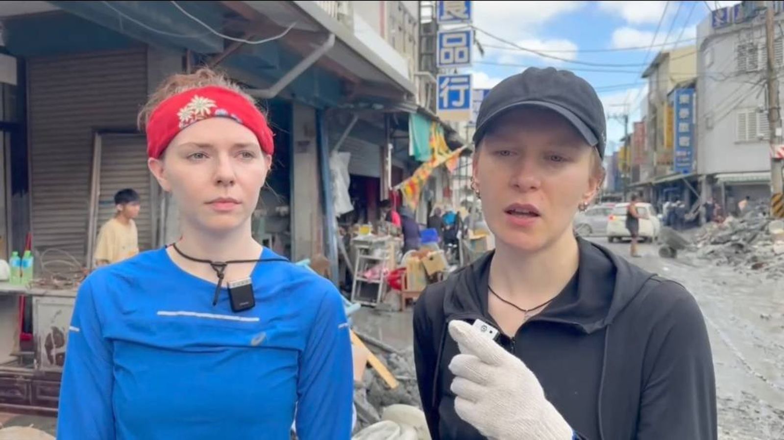 有片/中文怪物報到!外籍兵團挺進光復送暖 烏克蘭正妹豎大拇指:好多人來幫忙,很讚!