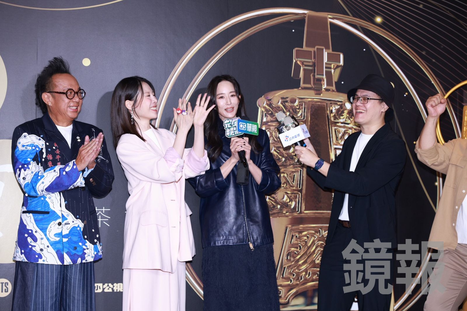 黃大煒（左起）、蔡亘晏、張鈞甯出席公廣集團入圍茶會。劉耀勻攝