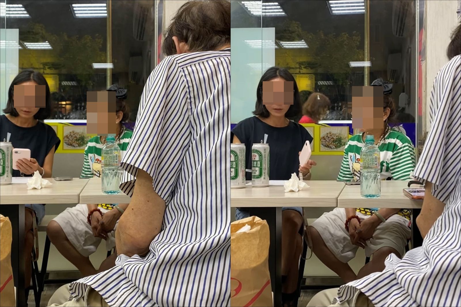 一名民眾目睹中國女子詐騙台灣老婦的現場。圖/翻攝自Threads/qiao6100