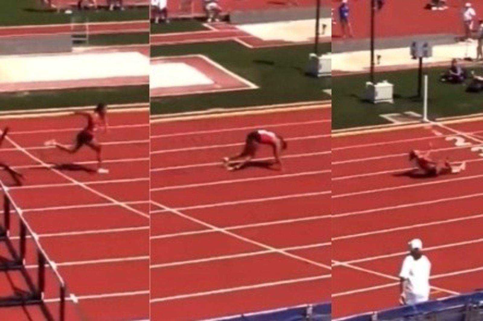 這樣也能贏？女高中生跨欄跌倒　「前滾翻2圈」照樣拿冠軍