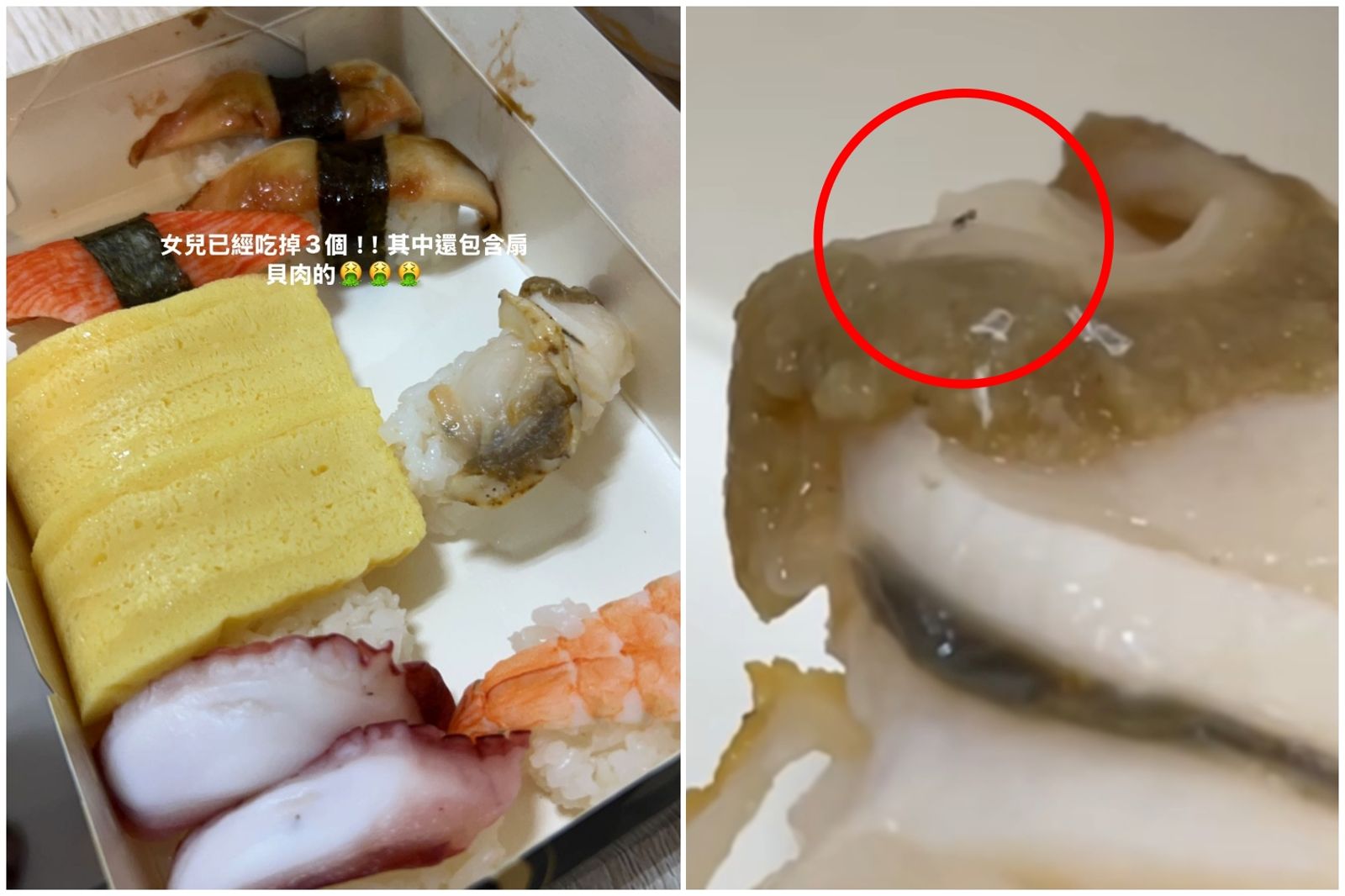 噁!好多「蠕動中的蛆」 她外帶壽司崩潰:吃掉3個才發現