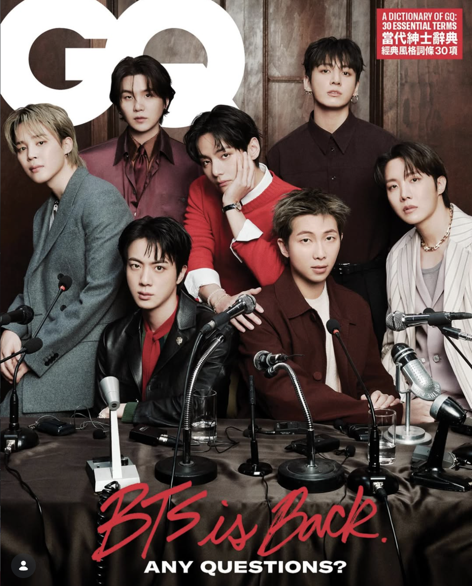 韓國男團BTS在時尚雜誌合體。翻攝IG @gqtaiwan