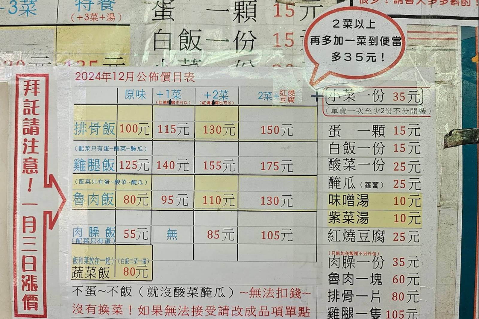 阿英排骨飯今年1月已調漲價格。圖/翻攝自Google map