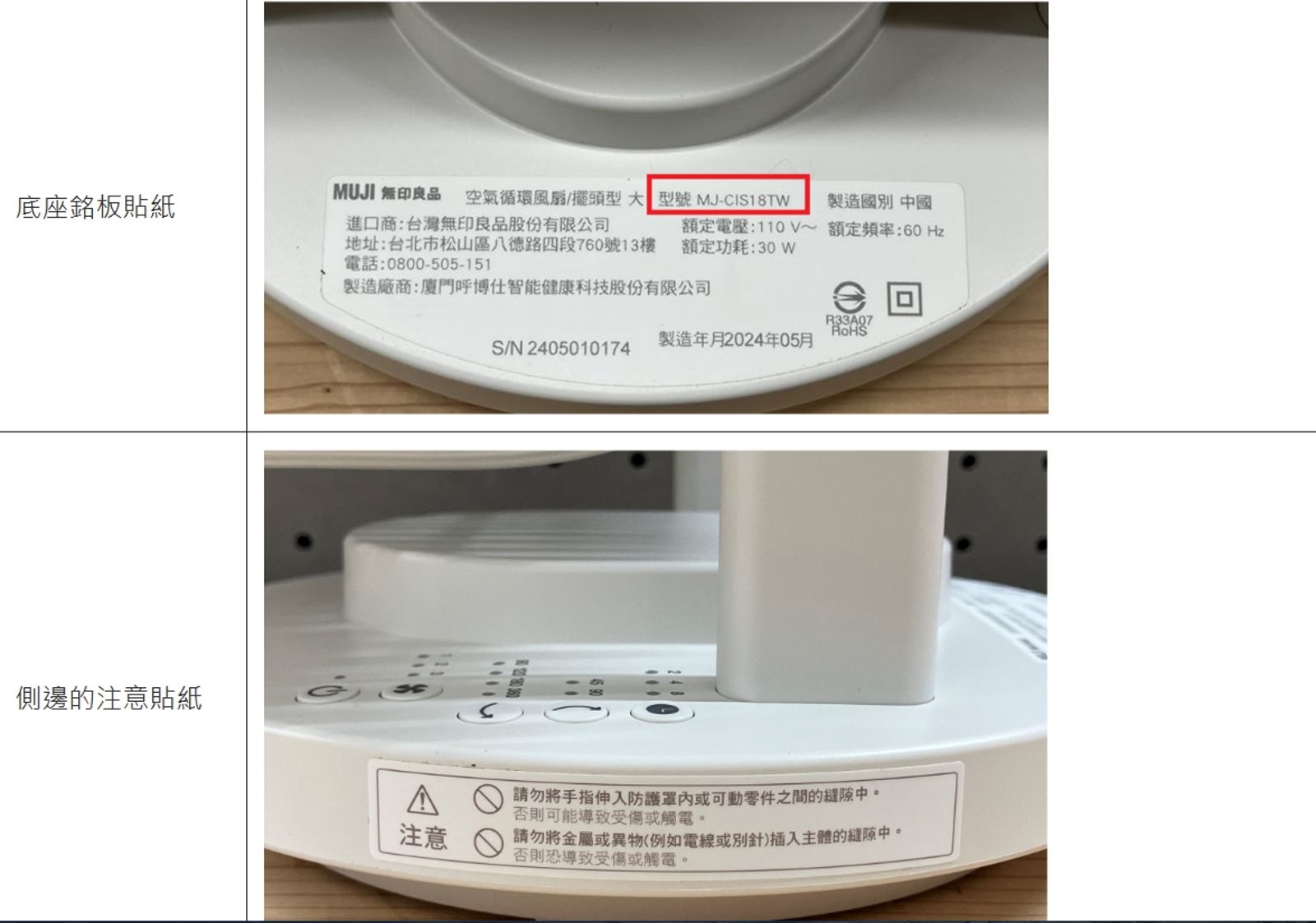 無印良品發出公告回收熱銷循環風扇。示意圖/翻攝自MUJI無印良品官網