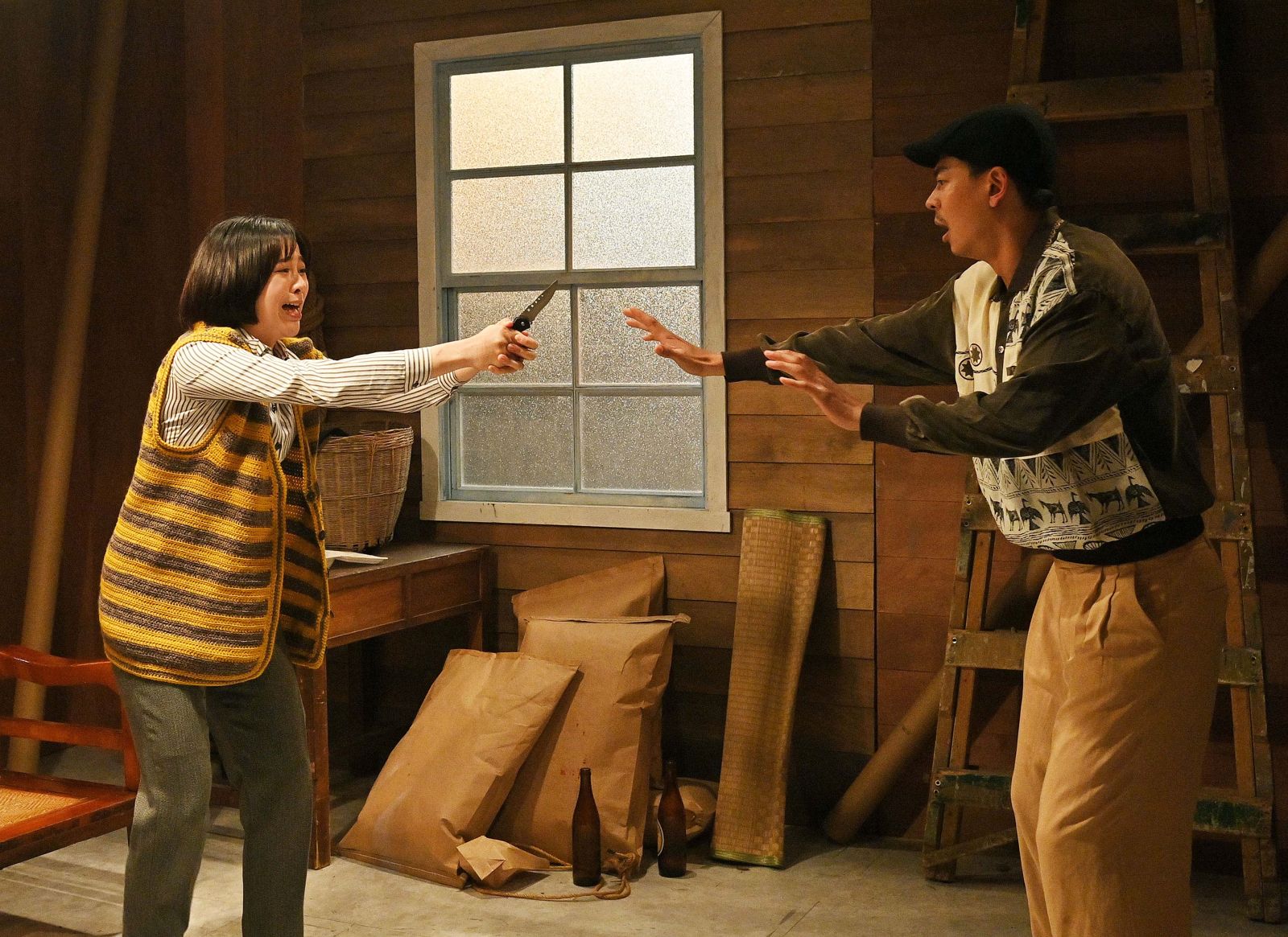 蔡祥（左）表示沒時間消化情緒，要趕緊與孫綻投入後面的拍攝。台視提供