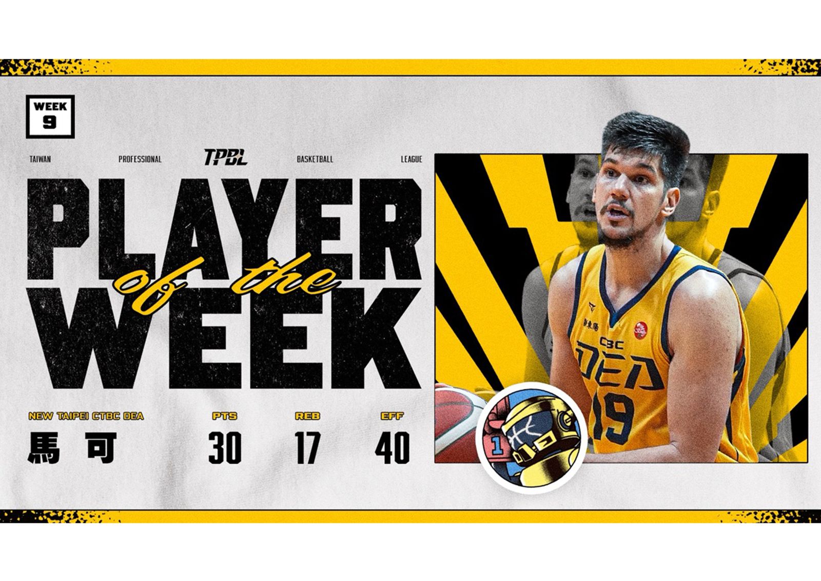 新北德比領軍逆轉　馬可榮膺TPBL第9週MVP