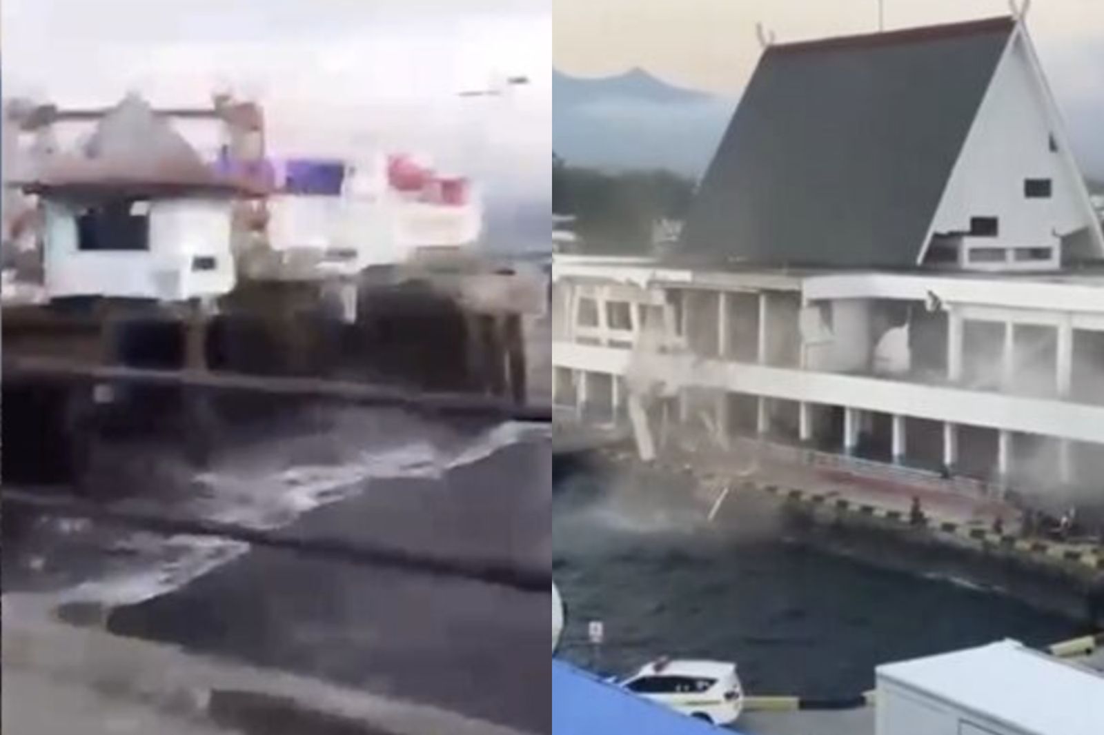 印尼7.7強震「海岸線倒退」海嘯殺到畫面曝 港口候船室瞬間垮塌、數百人拔腿狂奔